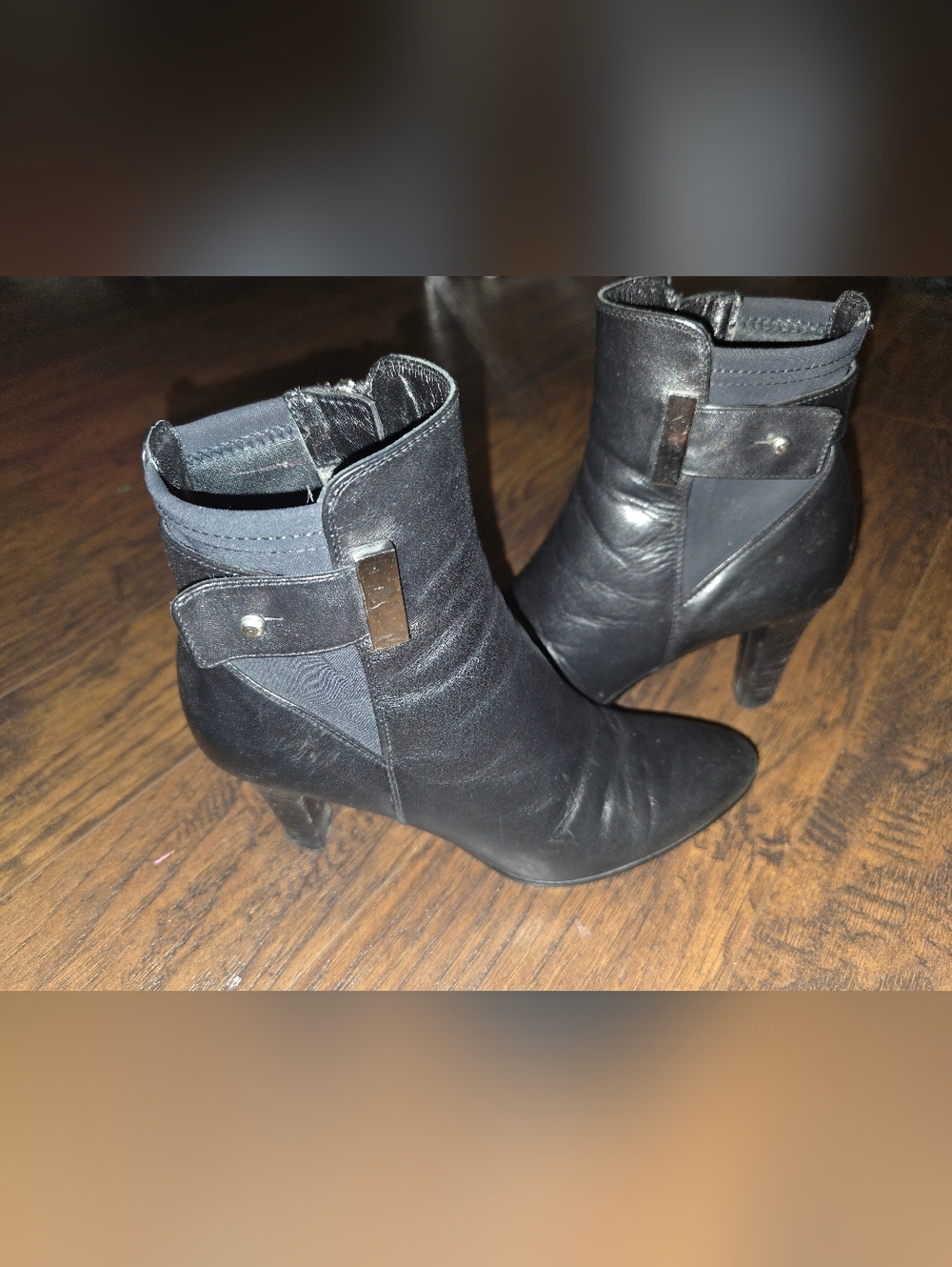 Aquatalia Black Leather Ankle Booties with Side Zip - Picture 3 of 9